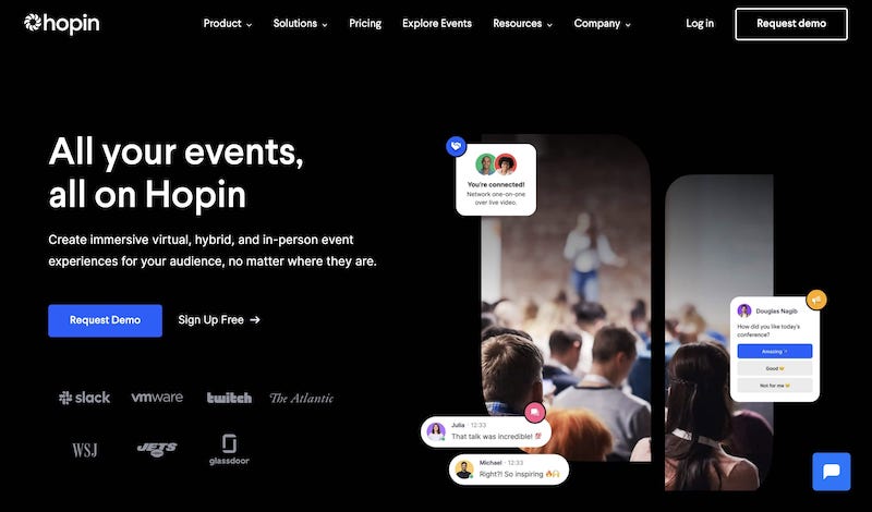 Hopin plateforme d'événements virtuels