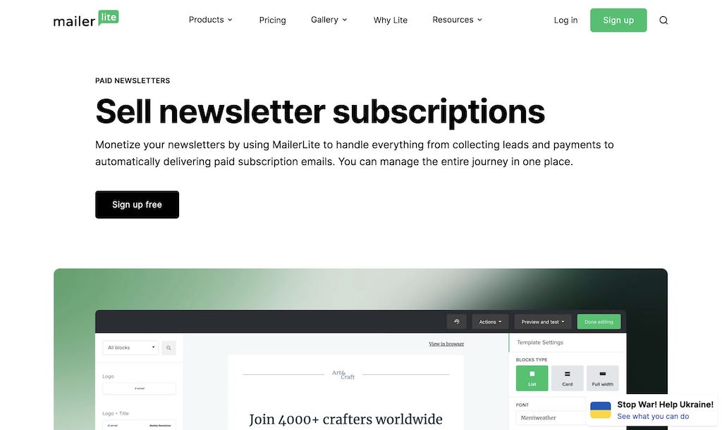 Abonnements de newsletter payante MailerLite