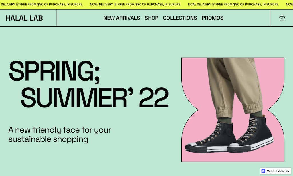 Modèle de site web Ecommerce gratuit Halal Lab Webflow